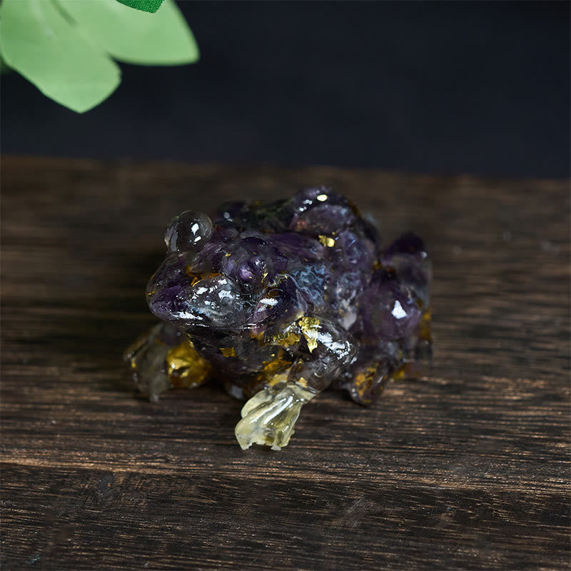 Statue décorative de petite grenouille en résine cristal et Buddha Stones, inspirée de la passion - Améthyste (65*55*38mm) - image 22