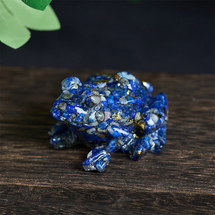Statue décorative de petite grenouille en résine cristal et Buddha Stones, inspirée de la passion - Lazurite (65*55*38 mm) - image 14