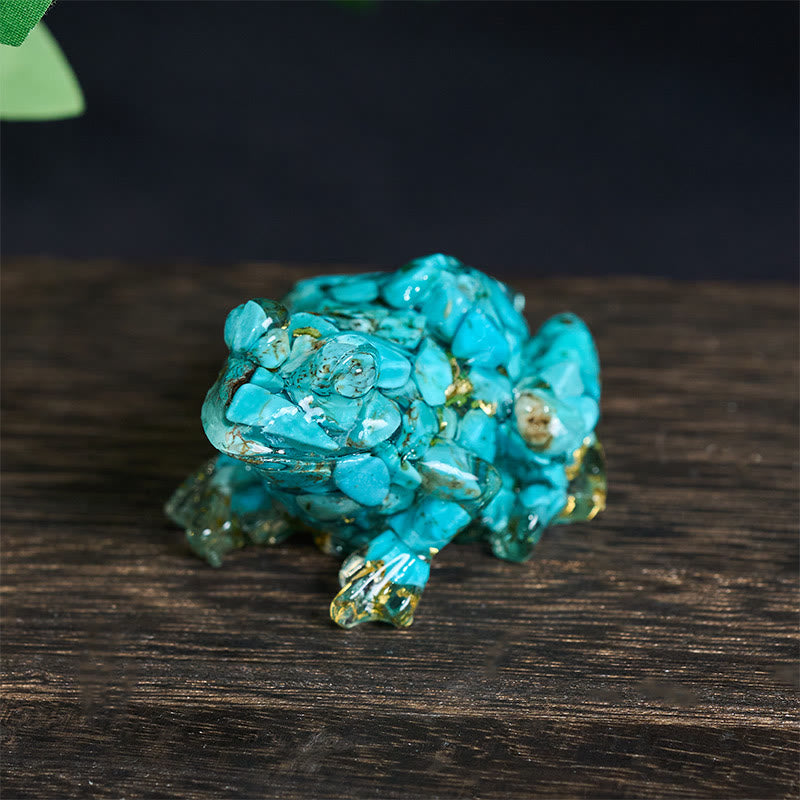 Statue décorative de petite grenouille en résine cristal et Buddha Stones, inspirée de la passion - Turquoise (65*55*38 mm) - image 17