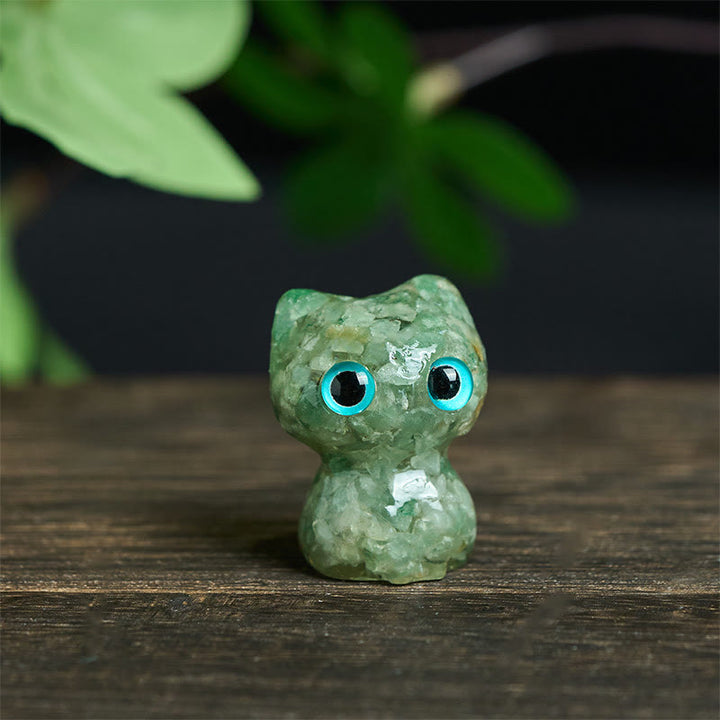 Statuette décorative de purification en résine cristalline et Buddha Stones , représentant un petit chat. - Aventurine verte (34*25*22 mm) - image 18