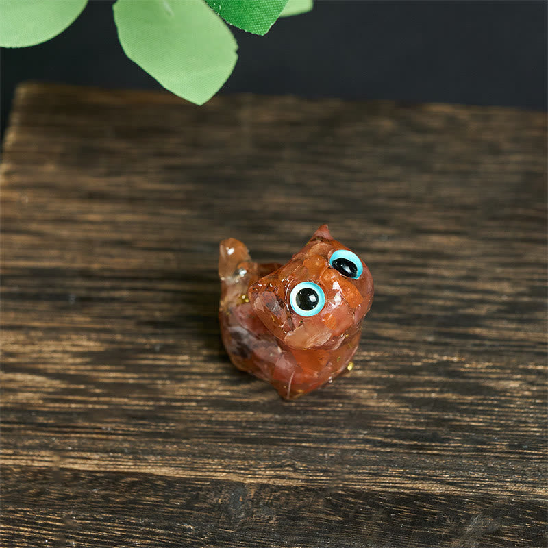 Buddha Stones Statue décorative de chat Sérénité en résine à effet cristallin - Agate rouge (36*32*22 mm) - image 15