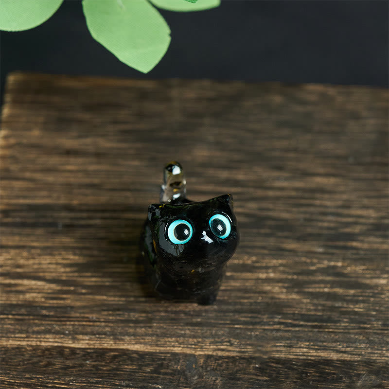 Buddha Stones Statue décorative de chat Sérénité en résine à effet cristallin - image 2