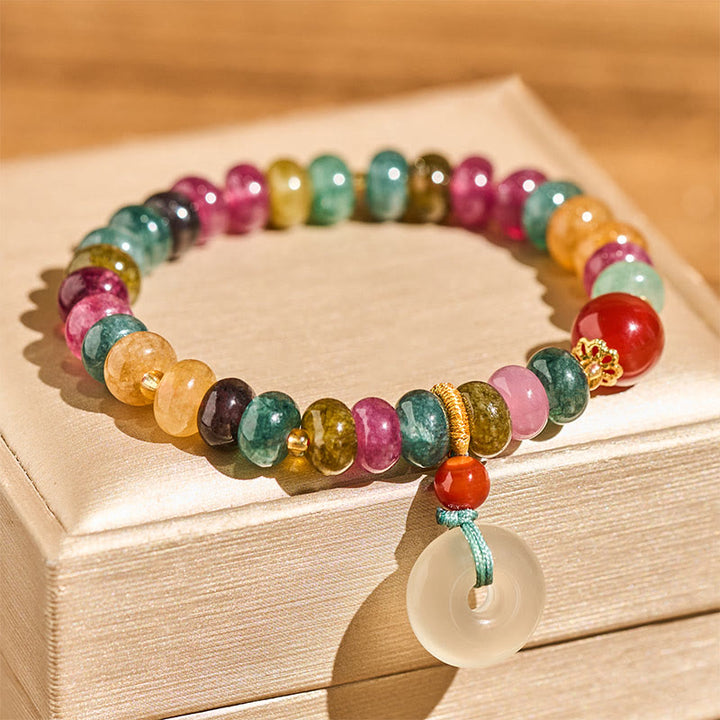 Bracelet d'amour en tourmaline et calcédoine avec boucle de paix et Buddha Stones - image 2