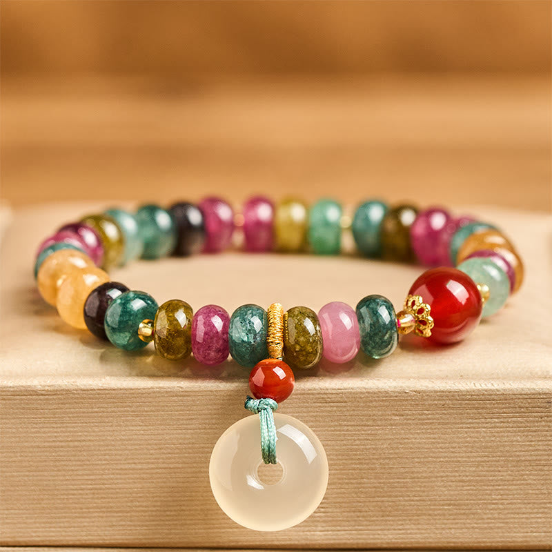 Bracelet d'amour en tourmaline et calcédoine avec boucle de paix et Buddha Stones - image 1