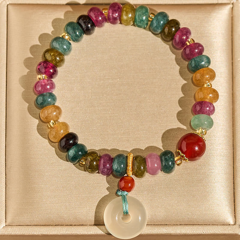 Bracelet d'amour en tourmaline et calcédoine avec boucle de paix et Buddha Stones - image 3
