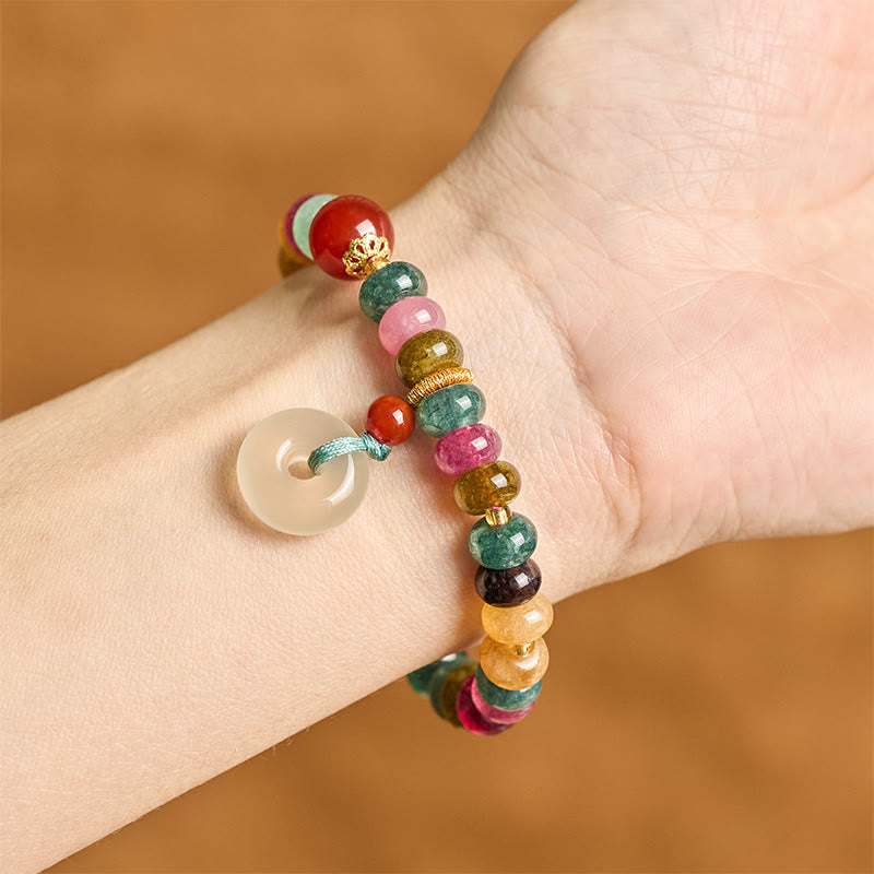 Bracelet d'amour en tourmaline et calcédoine avec boucle de paix et Buddha Stones - image 4