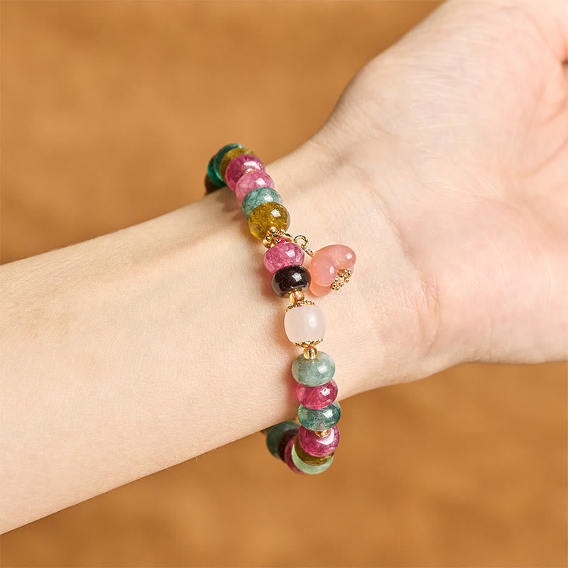 Bracelet d'amour en Buddha Stones, tourmaline, agate Yanyuan et fleurs de pêcher - image 4