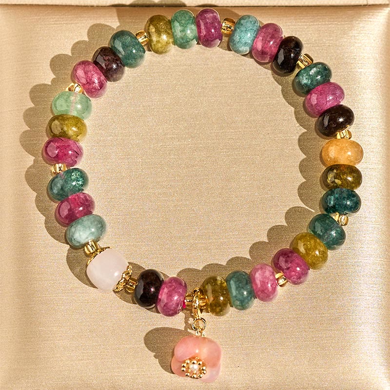 Bracelet d'amour en Buddha Stones, tourmaline, agate Yanyuan et fleurs de pêcher - image 3