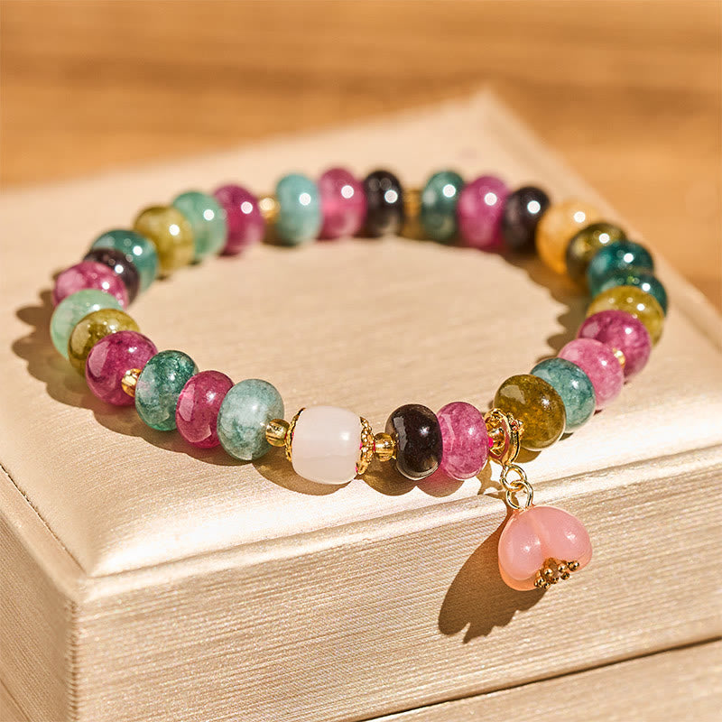 Bracelet d'amour en Buddha Stones, tourmaline, agate Yanyuan et fleurs de pêcher - image 1