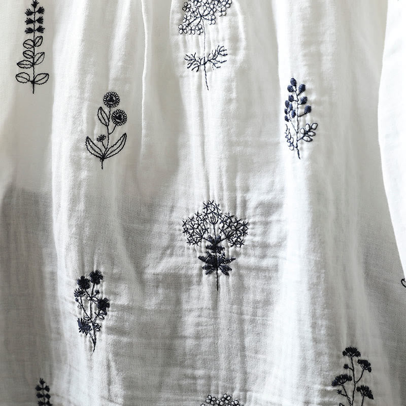 Chemise en coton à manches longues pour femme, ornée de broderies florales et de Buddha Stones - image 9