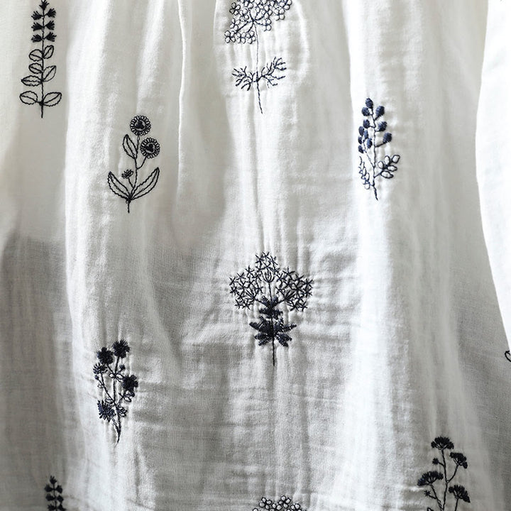 Chemise en coton à manches longues pour femme, ornée de broderies florales et de Buddha Stones - image 9
