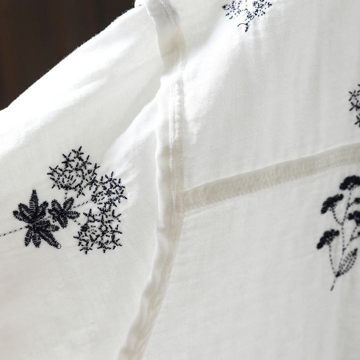 Chemise en coton à manches longues pour femme, ornée de broderies florales et de Buddha Stones - image 11