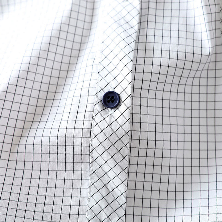 Chemise en coton à manches longues pour femme, à carreaux, avec boutons contrastants et motif Buddha Stones - image 11