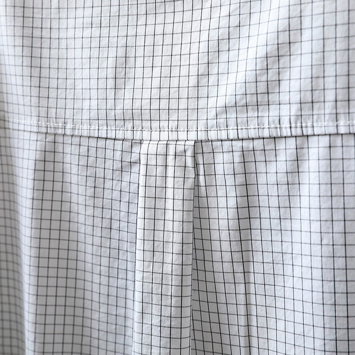 Chemise en coton à manches longues pour femme, à carreaux, avec boutons contrastants et motif Buddha Stones - image 13