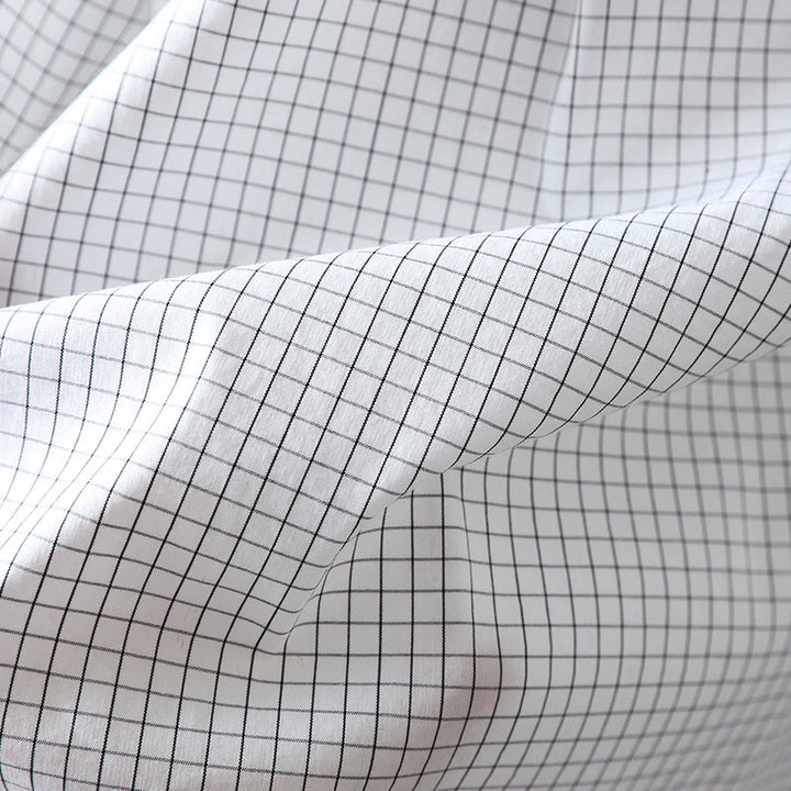 Chemise en coton à manches longues pour femme, à carreaux, avec boutons contrastants et motif Buddha Stones - image 16