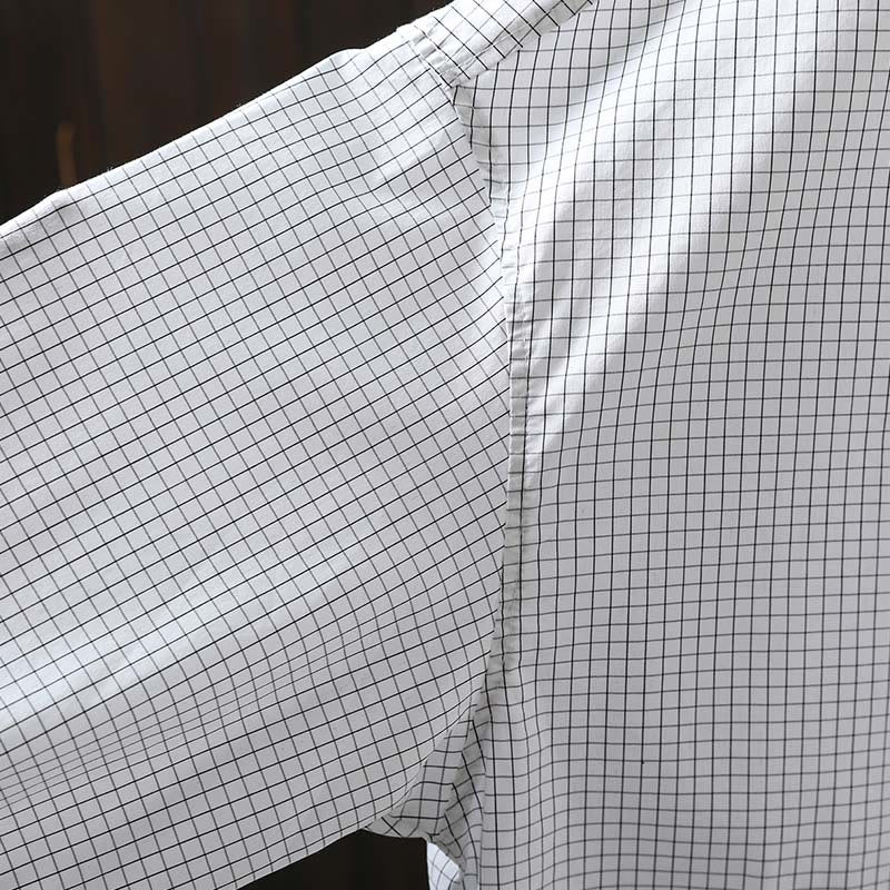 Chemise en coton à manches longues pour femme, à carreaux, avec boutons contrastants et motif Buddha Stones - image 10