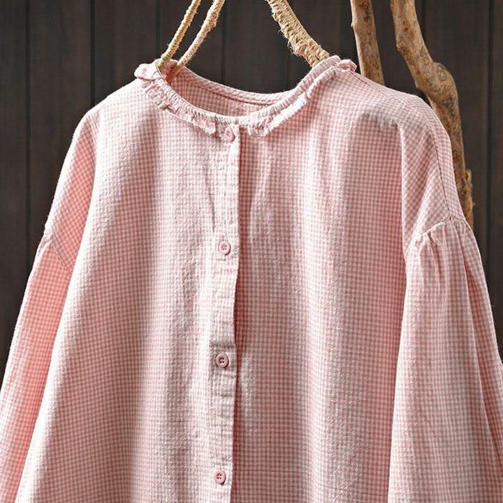 Chemise en coton à petits carreaux, manches longues, Buddha Stones , printemps - image 12