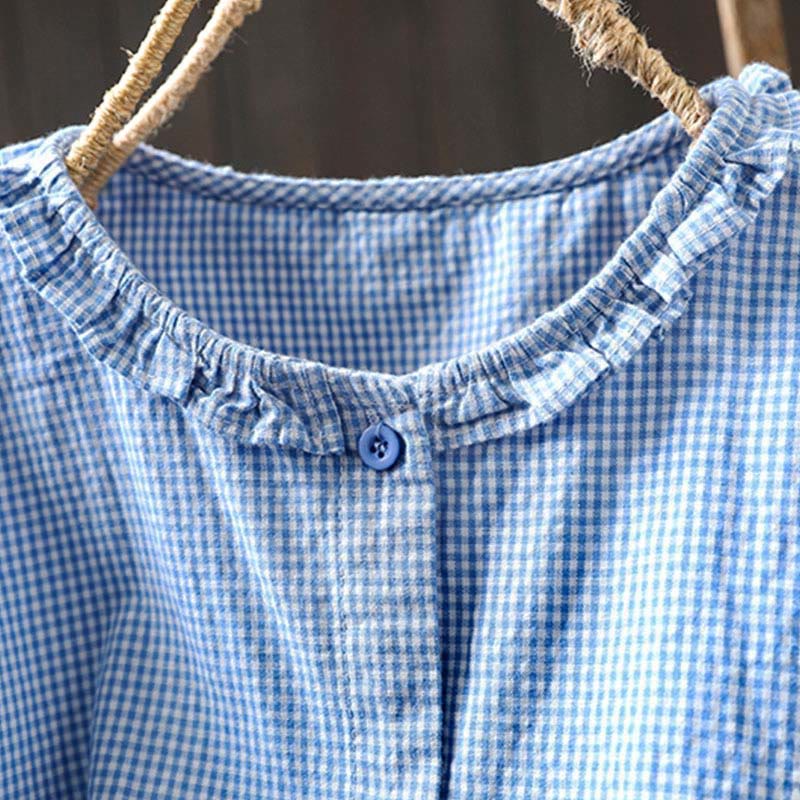 Chemise en coton à petits carreaux, manches longues, Buddha Stones , printemps - image 4