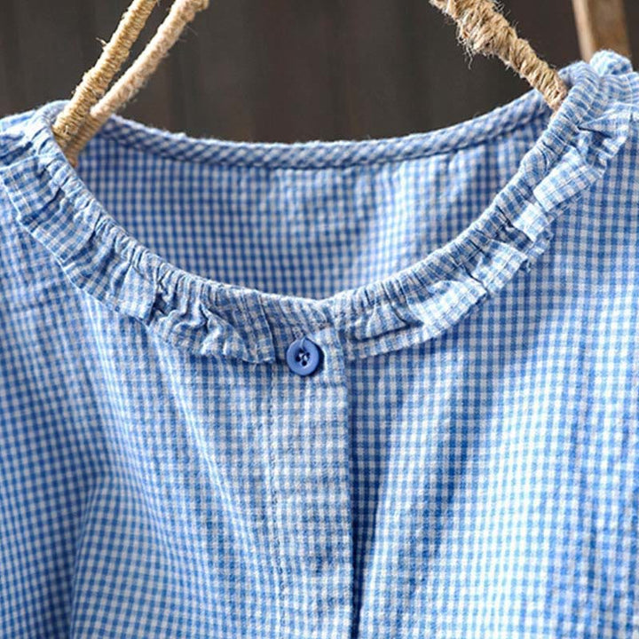 Chemise en coton à petits carreaux, manches longues, Buddha Stones , printemps - image 4