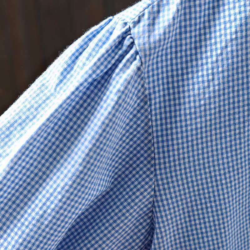 Chemise en coton à petits carreaux, manches longues, Buddha Stones , printemps - image 7