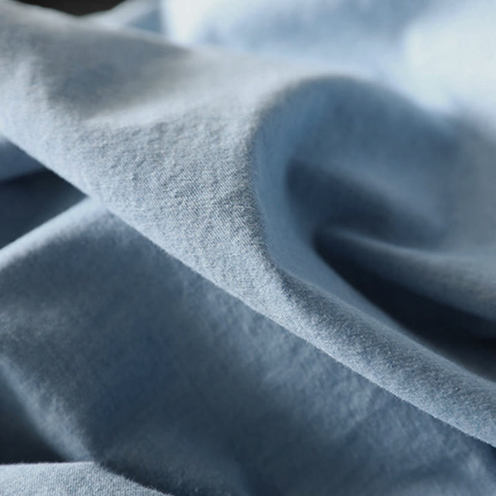 Chemise femme en denim de coton à demi-boutons, ornée de broderies florales géométriques et de Buddha Stones - image 15