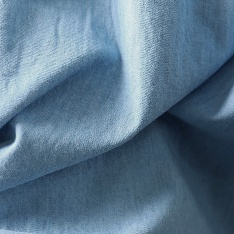 Chemise femme en denim de coton à demi-boutons, ornée de broderies florales géométriques et de Buddha Stones - image 16