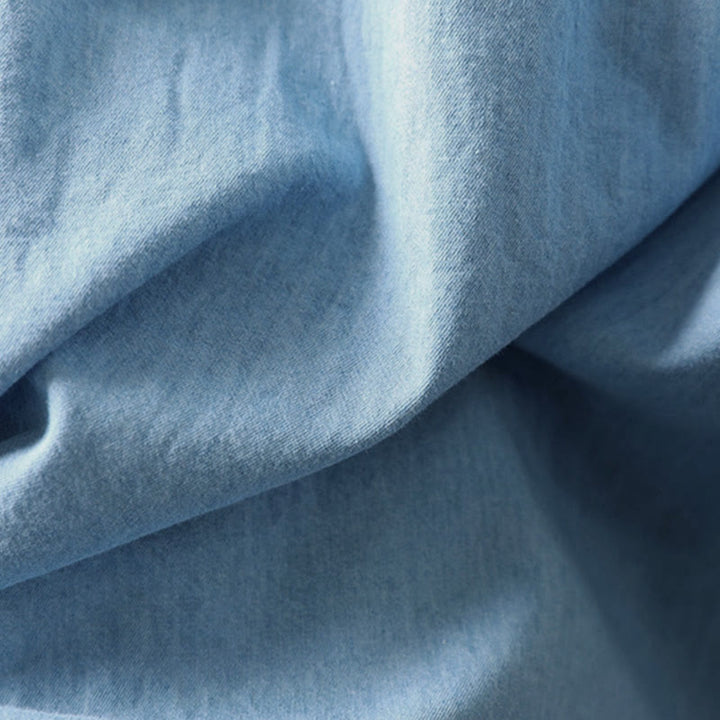 Chemise femme en denim de coton à demi-boutons, ornée de broderies florales géométriques et de Buddha Stones - image 16