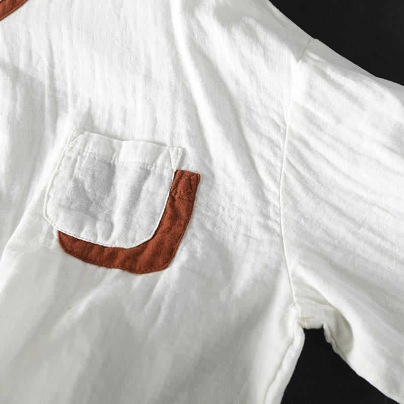 Chemise en coton à manches longues pour femme, motif Buddha Stones, boutons contrastés. - image 8