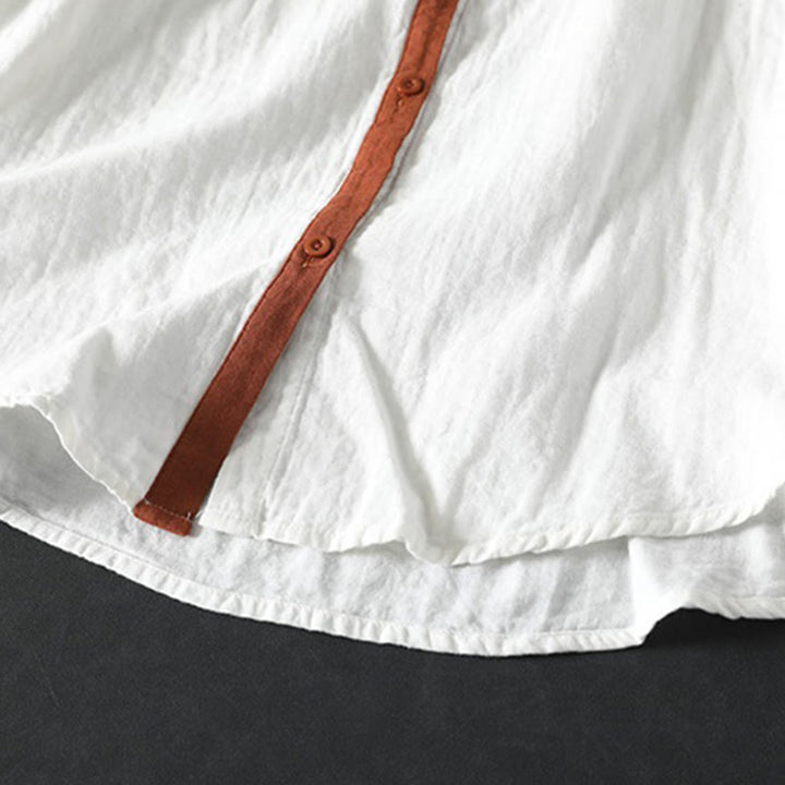 Chemise en coton à manches longues pour femme, motif Buddha Stones, boutons contrastés. - image 10