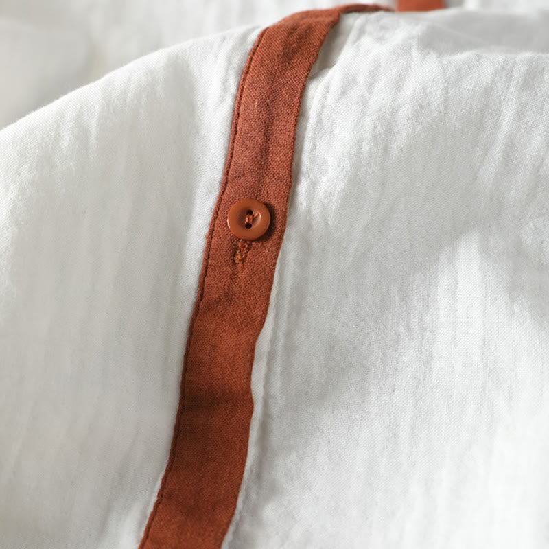 Chemise en coton à manches longues pour femme, motif Buddha Stones, boutons contrastés. - image 9