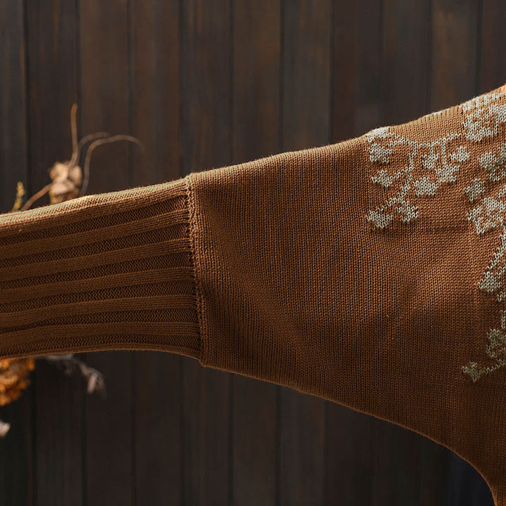 Cardigan long en coton à manches chauve-souris pour femme, orné de boutons floraux et de Buddha Stones - image 10