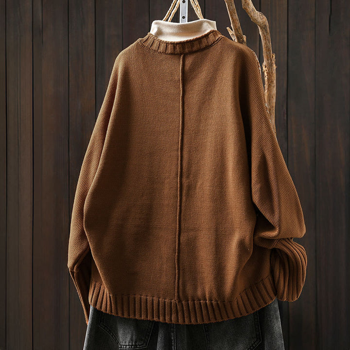 Cardigan long en coton à manches chauve-souris pour femme, orné de boutons floraux et de Buddha Stones - image 3