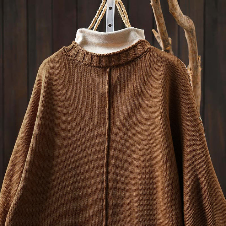 Cardigan long en coton à manches chauve-souris pour femme, orné de boutons floraux et de Buddha Stones - image 6