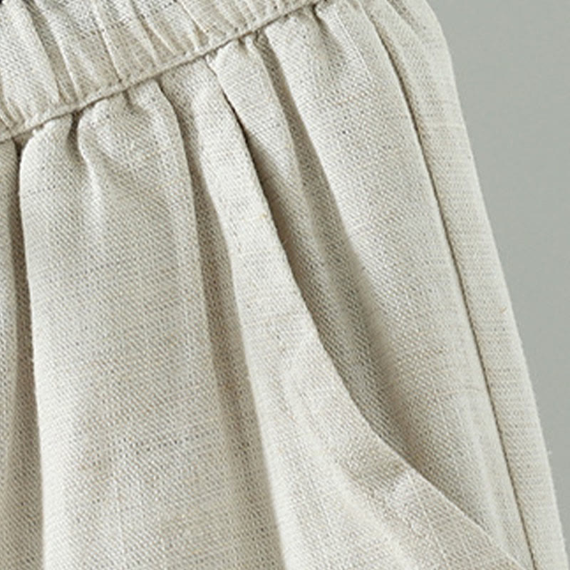 Pantalon large d'hiver pour femme en coton et lin, à cordon de serrage contrastant et poches , Buddha Stones - image 12