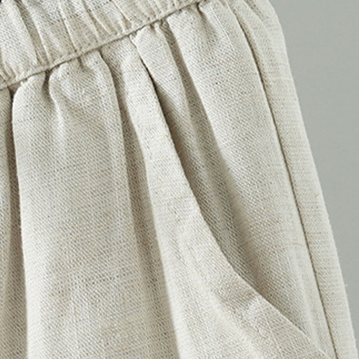 Pantalon large d'hiver pour femme en coton et lin, à cordon de serrage contrastant et poches , Buddha Stones - image 12