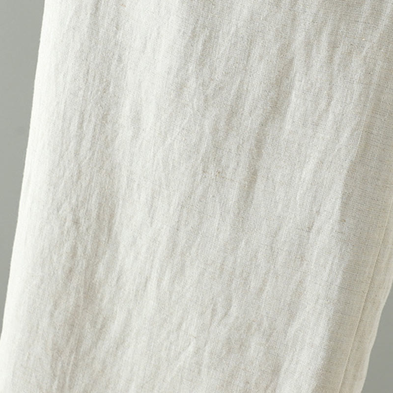 Pantalon large d'hiver pour femme en coton et lin, à cordon de serrage contrastant et poches , Buddha Stones - image 13