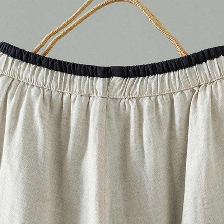 Pantalon large d'hiver pour femme en coton et lin, à cordon de serrage contrastant et poches , Buddha Stones - image 9