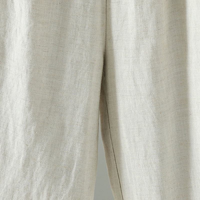 Pantalon large d'hiver pour femme en coton et lin, à cordon de serrage contrastant et poches , Buddha Stones - image 14