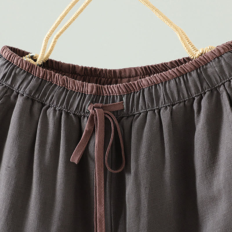 Pantalon large d'hiver pour femme en coton et lin, à cordon de serrage contrastant et poches , Buddha Stones - image 18