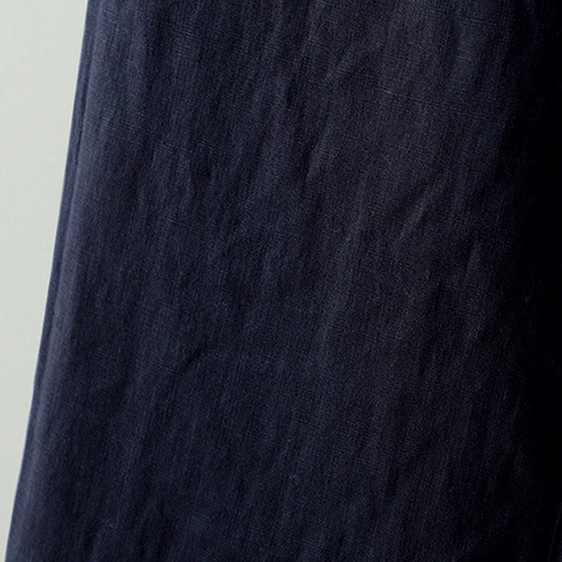 Pantalon large d'hiver pour femme en coton et lin, à cordon de serrage contrastant et poches , Buddha Stones - image 4