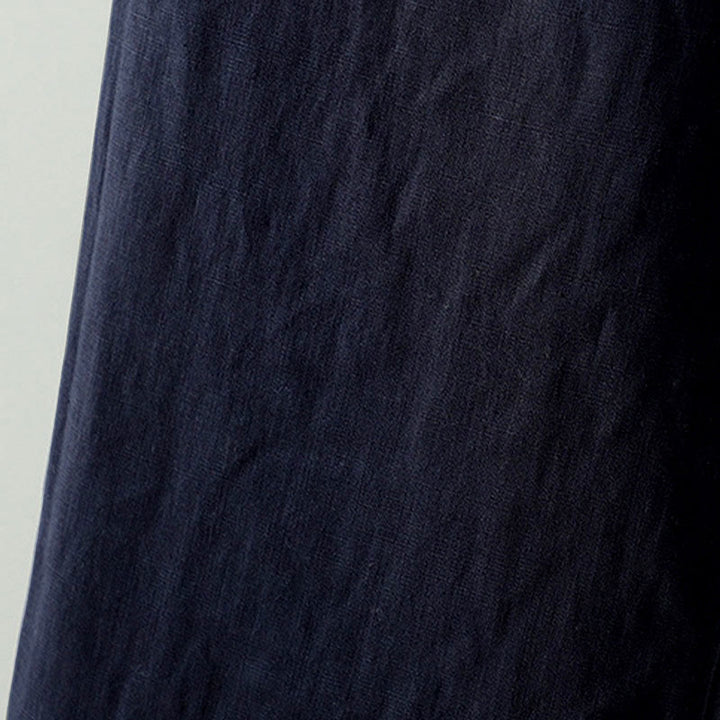 Pantalon large d'hiver pour femme en coton et lin, à cordon de serrage contrastant et poches , Buddha Stones - image 4