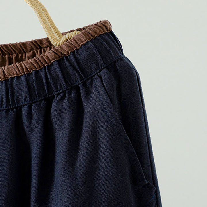 Pantalon large d'hiver pour femme en coton et lin, à cordon de serrage contrastant et poches , Buddha Stones - image 3