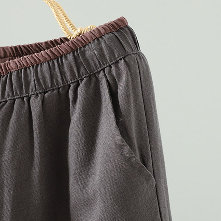 Pantalon large d'hiver pour femme en coton et lin, à cordon de serrage contrastant et poches , Buddha Stones - image 19