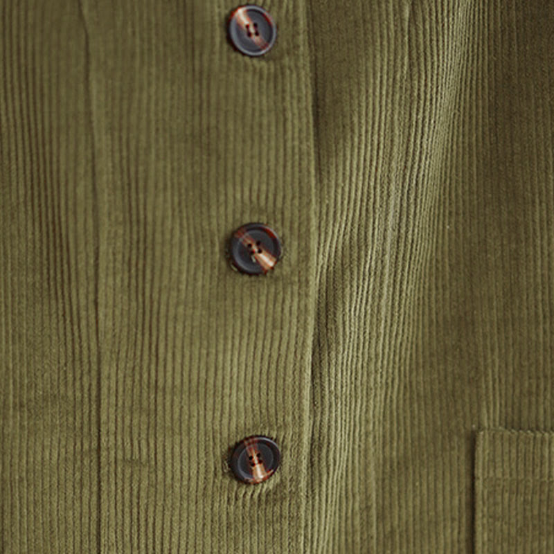 Veste femme à manches longues en velours côtelé avec poches et boutons en forme de Buddha Stones - image 15