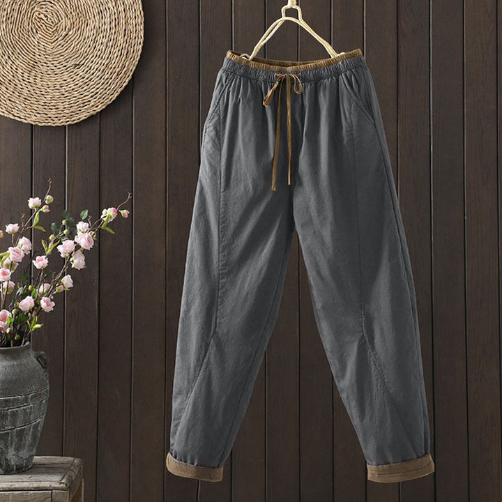 Pantalon thermique harem pour femme en coton uni Buddha Stones avec poches - Gris sombre - US8-10，UK/AU12-14，EU40-42 (2XL) - image 14