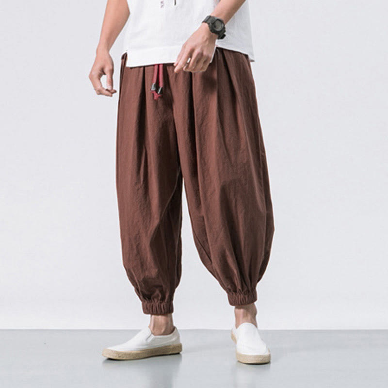 Pantalon décontracté en coton uni avec cordon de serrage et poches pour homme Buddha Stones - image 31
