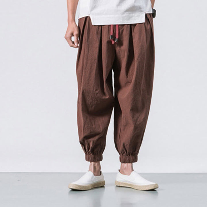 Pantalon décontracté en coton uni avec cordon de serrage et poches pour homme Buddha Stones - image 30