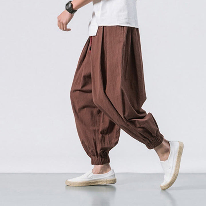 Pantalon décontracté en coton uni avec cordon de serrage et poches pour homme Buddha Stones - image 28