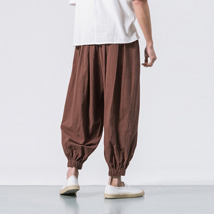 Pantalon décontracté en coton uni avec cordon de serrage et poches pour homme Buddha Stones - image 32