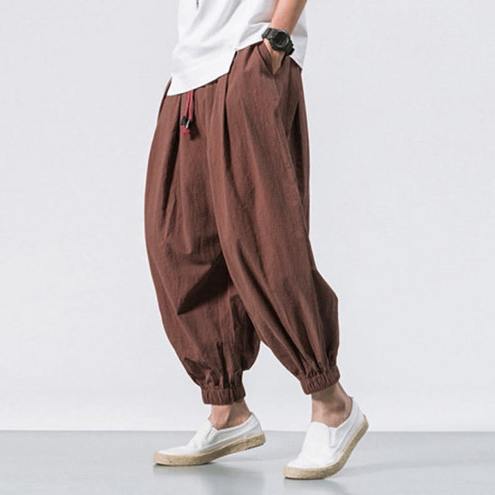 Pantalon décontracté en coton uni avec cordon de serrage et poches pour homme Buddha Stones - image 29